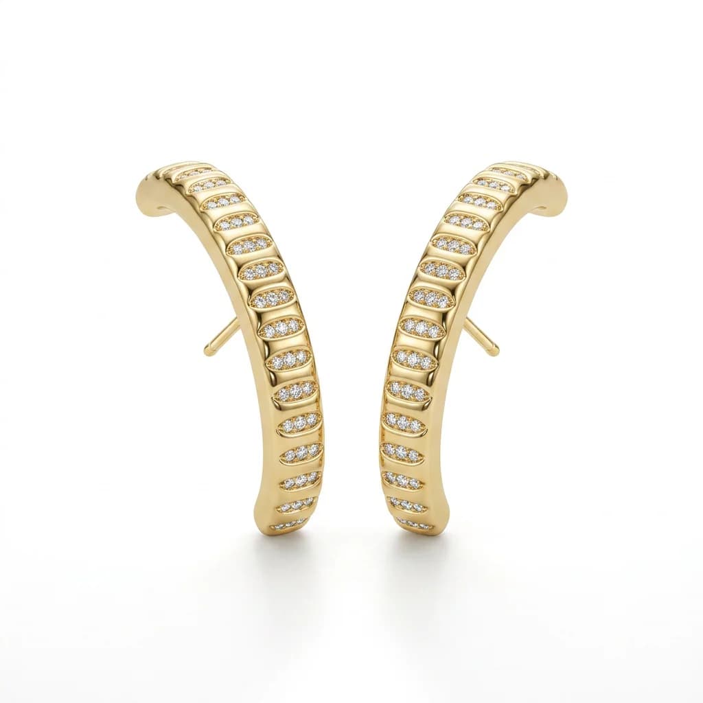 Ear hook detalhado liso dourado