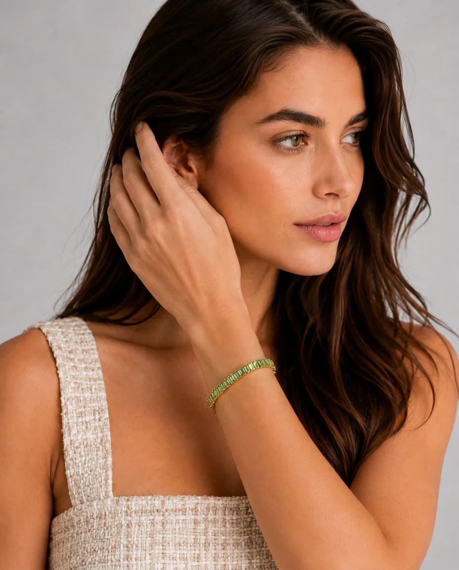 Riviera baguete dourado turmalina