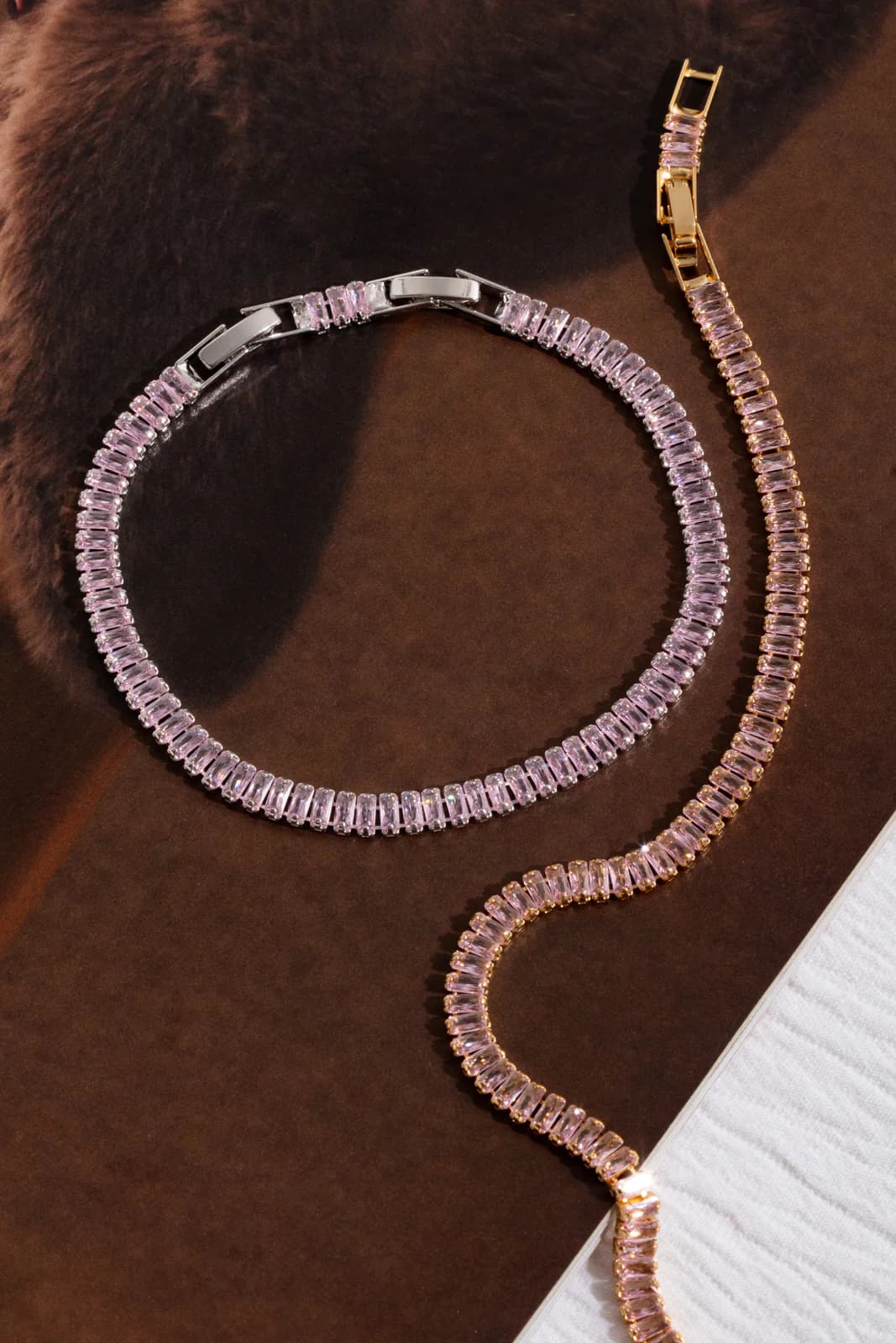 Riviera baguete rosa quartzo