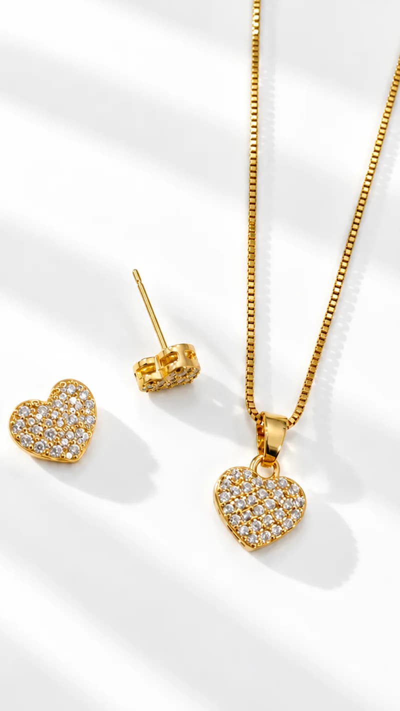 Coração micro zircônia dourado