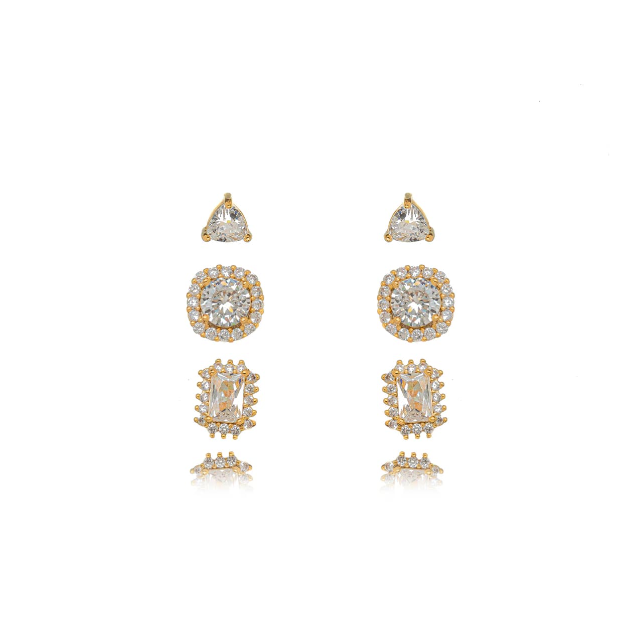 Trio cravejado dourado - cristal