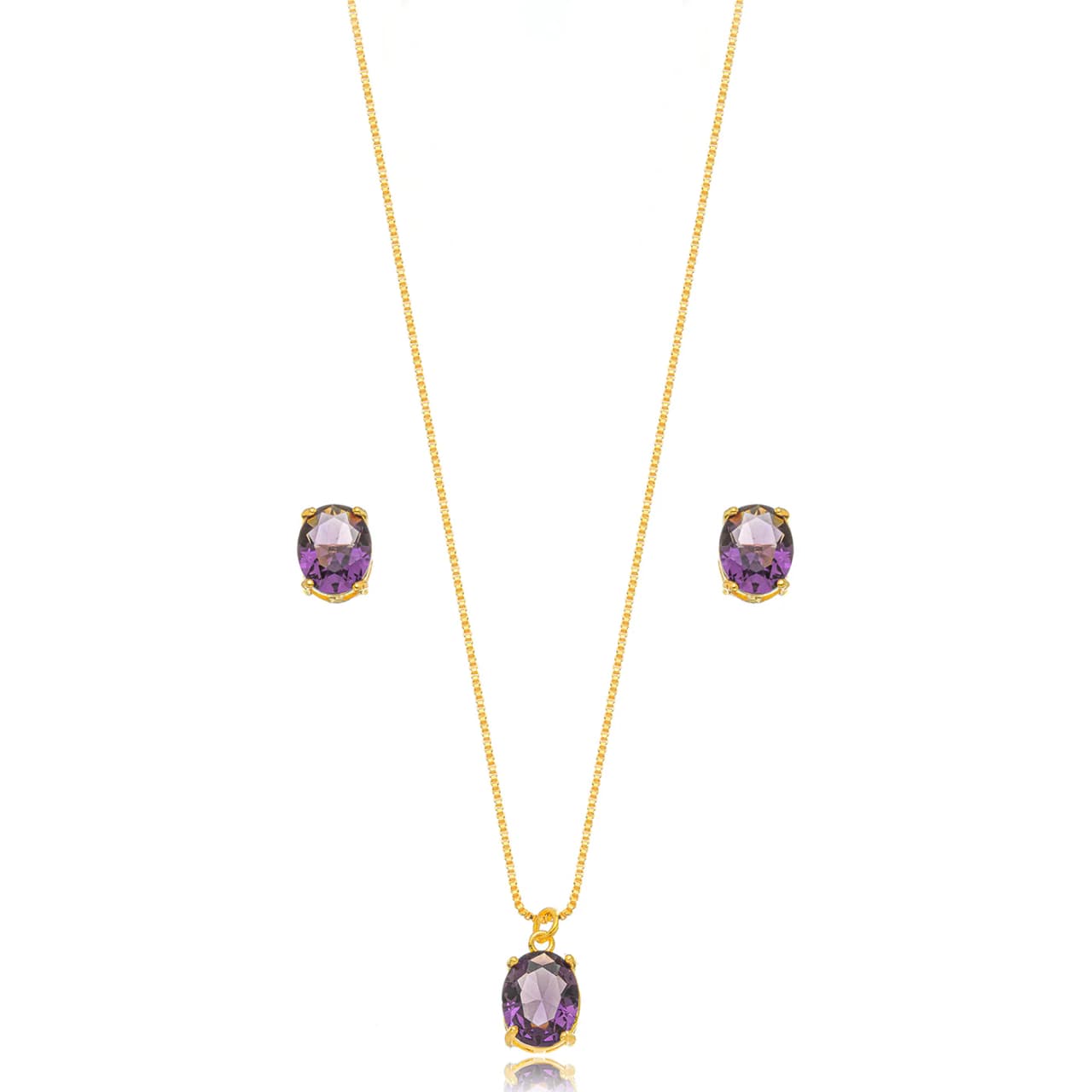 Oval ametista dourado