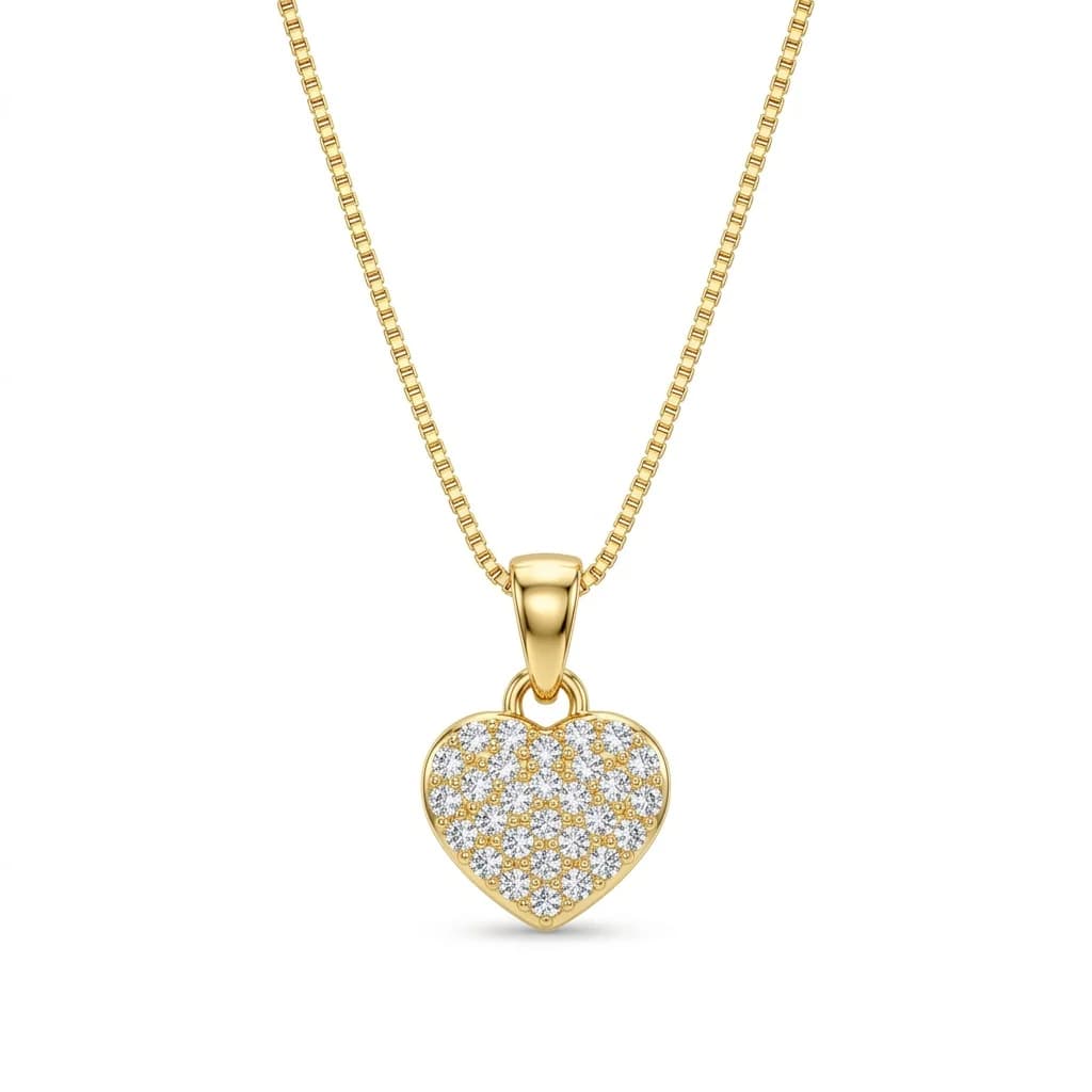 Coração micro zircônia dourado